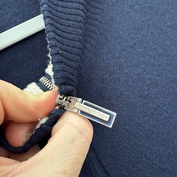 Ermenegildo Zegna Navy Blue 100% Cashmere Full Zip Knit Sweater Mens size XL 54 - Picture 7 of 8